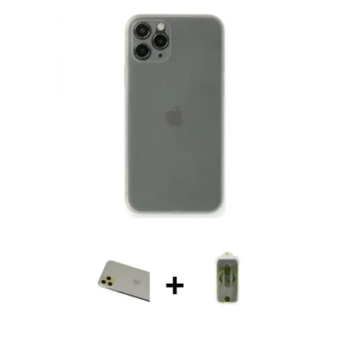 ieg™ iPhone 11 Pro Max Kılıf Yadigar Yansıma Serisi - Siyah Joko Magic 5D Hayalet Cam + Rainbow Kamera Lens Koruma Cam - GD