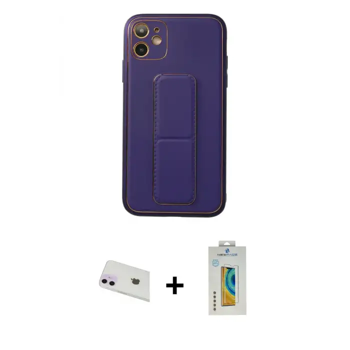 ieg™ iPhone 12 Kılıf Akış Doku - Siyah Polymer Nano Ekran Koruyucu + Rainbow Kamera Lens Koruma Cam - MR