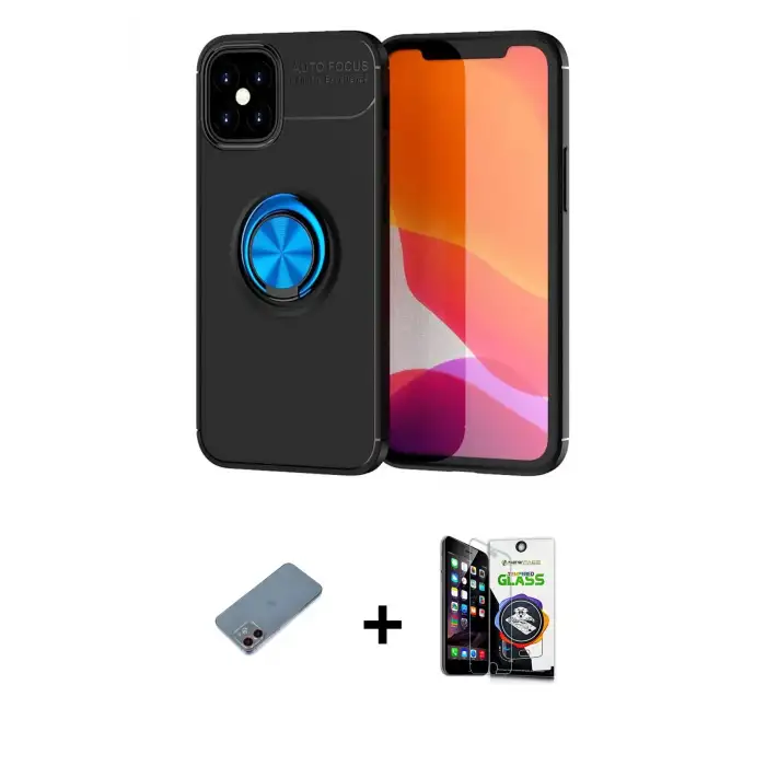 ieg™ iPhone 12 Mini Kılıf Yankı Form Prime - Şeffaf Temperli Cam Ekran Koruyucu + Shine Kamera Lens Koruma Cam - PE