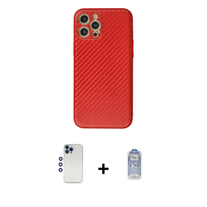 ieg™ iPhone 12 Pro Max Kılıf Ahenk Işık - Siyah Joko Magic 5D Cam + Shine Kamera Lens - LT