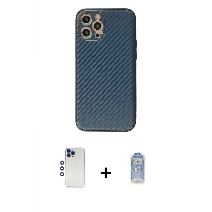 ieg™ iPhone 12 Pro Max Kılıf Ahenk Işık - Siyah Joko Magic 5D Cam + Shine Kamera Lens - LT