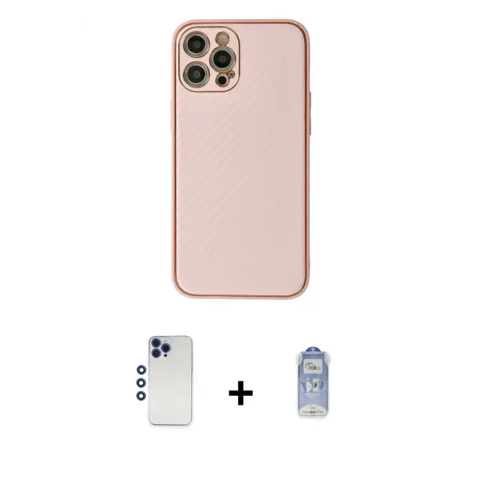 ieg™ iPhone 12 Pro Max Kılıf Ahenk Işık - Siyah Joko Magic 5D Cam + Shine Kamera Lens - LT