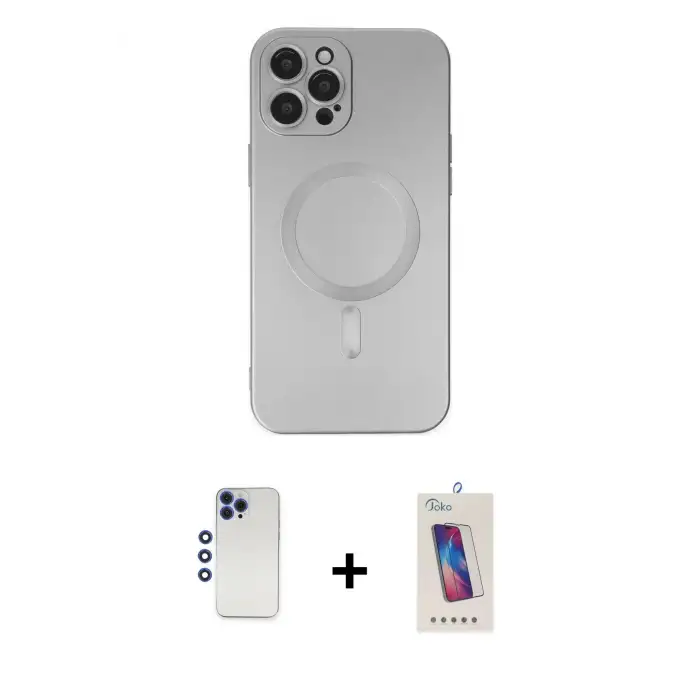 ieg™ iPhone 12 Pro Max Kılıf Akış Minimal Özel Seri - Siyah Joko 5D Cam + Shine Kamera Lens - LT