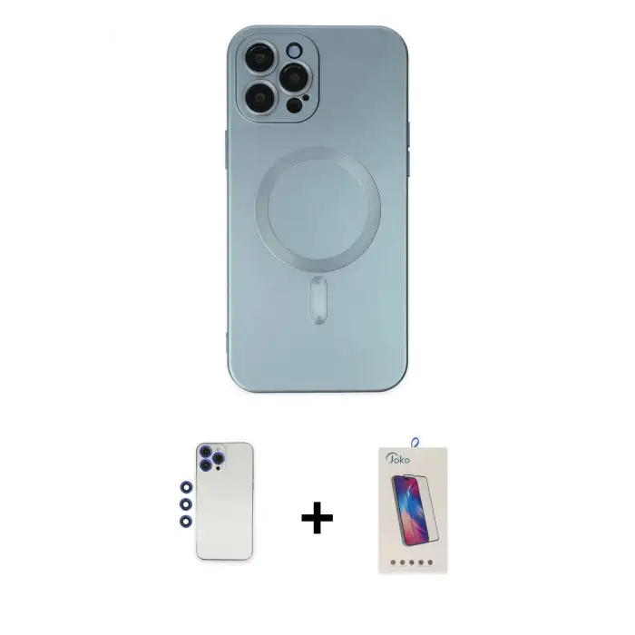 ieg™ iPhone 12 Pro Max Kılıf Akış Minimal Özel Seri - Siyah Joko 5D Cam + Shine Kamera Lens - LT