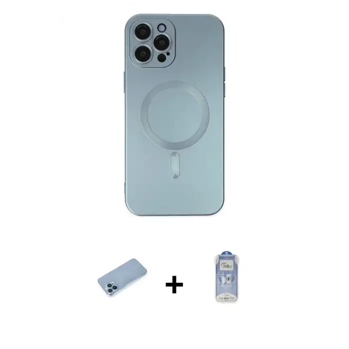 ieg™ iPhone 12 Pro Max Kılıf Akış Minimal Özel Seri - Siyah Joko Magic 5D Cam + Shine Kamera Lens Koruma Cam - MI