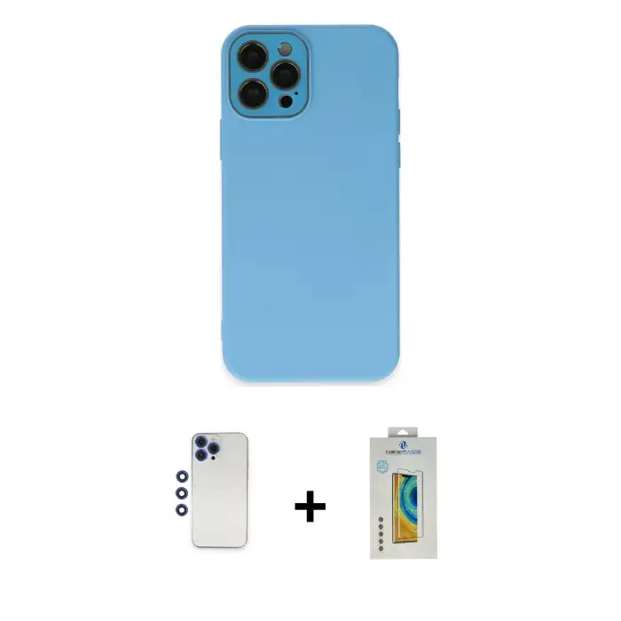 ieg™ iPhone 12 Pro Max Kılıf Çekirdek Modern Serisi - Siyah Polymer Nano Ekran Koruyucu + Shine Kamera Lens - LT