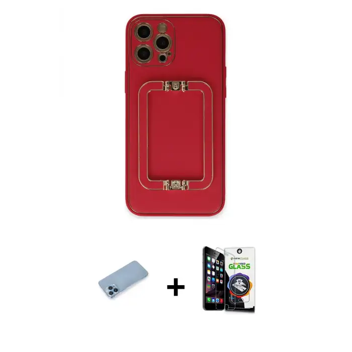 ieg™ iPhone 12 Pro Max Kılıf Kozmos Minimal Prime - Şeffaf Temperli Cam Ekran Koruyucu + Shine Kamera Lens Koruma Cam - MI