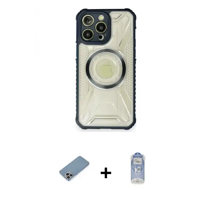 ieg™ iPhone 12 Pro Max Kılıf Kutup Modern - Siyah Joko Magic 5D Cam + Shine Kamera Lens Koruma Cam - GI