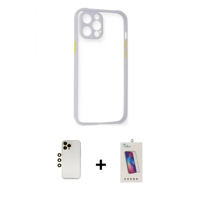 ieg™ iPhone 12 Pro Max Kılıf Nova Asil Özel Seri - Siyah Joko 5D Cam + Shine Kamera Lens - GD