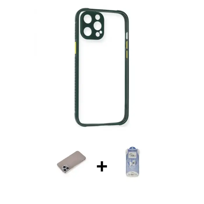 ieg™ iPhone 12 Pro Max Kılıf Nova Asil Özel Seri - Siyah Joko Magic 5D Cam + Shine Kamera Lens Koruma Cam - SABE