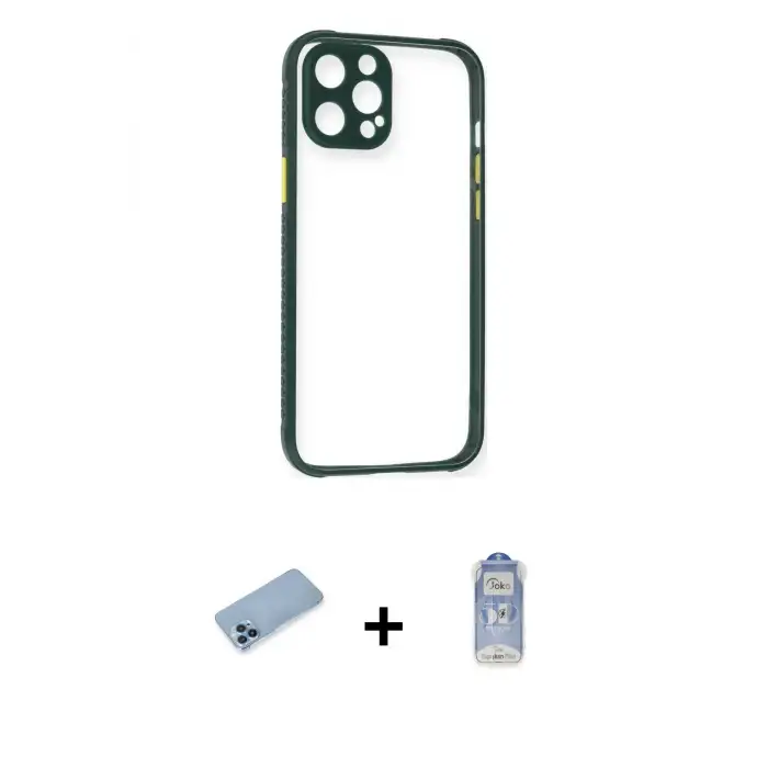ieg™ iPhone 12 Pro Max Kılıf Nova Asil Özel Seri - Siyah Joko Magic 5D Cam + Shine Kamera Lens Koruma Cam - MI