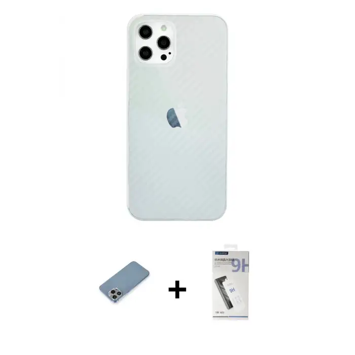 ieg™ iPhone 12 Pro Max Kılıf Nova Çizgi - Şeffaf Uv Polymer Nano Ekran Koruyucu + Shine Kamera Lens Koruma Cam - GI
