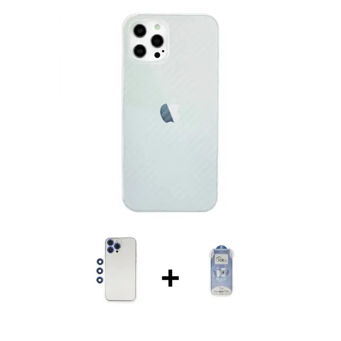ieg™ iPhone 12 Pro Max Kılıf Nova Çizgi - Siyah Joko Magic 5D Cam + Shine Kamera Lens - LT
