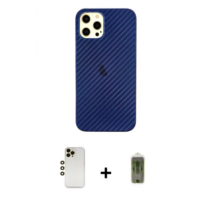 ieg™ iPhone 12 Pro Max Kılıf Nova Çizgi - Siyah Joko Magic 5D Hayalet Cam + Shine Kamera Lens - GD
