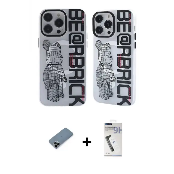 ieg™ iPhone 12 Pro Max Kılıf Nova Doku Koleksiyonu - Şeffaf Uv Polymer Nano Ekran Koruyucu + Shine Kamera Lens Koruma Cam - SH