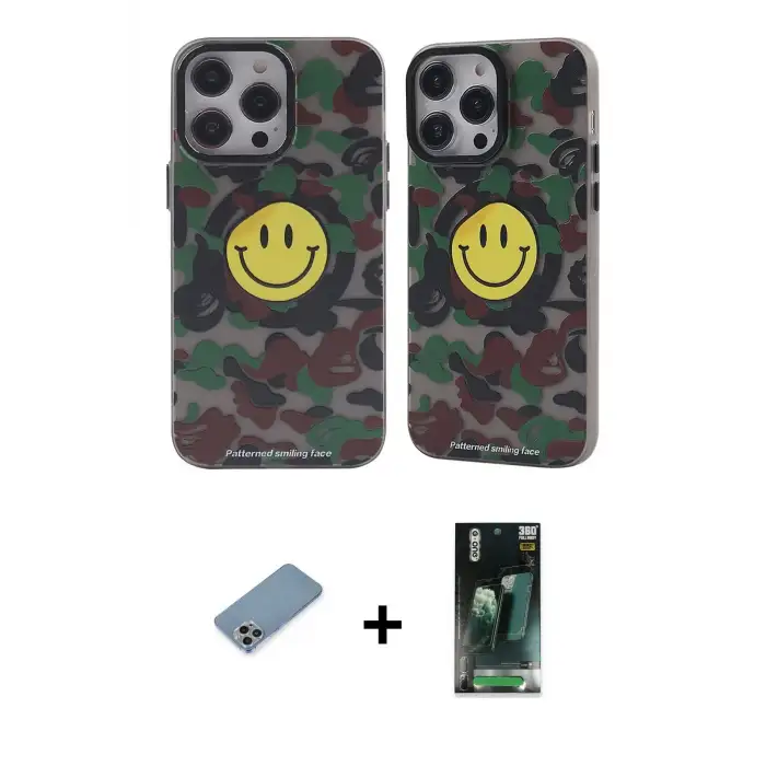 ieg™ iPhone 12 Pro Max Kılıf Nova Doku Koleksiyonu - Siyah 360 Mat Full Body Arka Koruyucu + Shine Kamera Lens Koruma Cam - GI