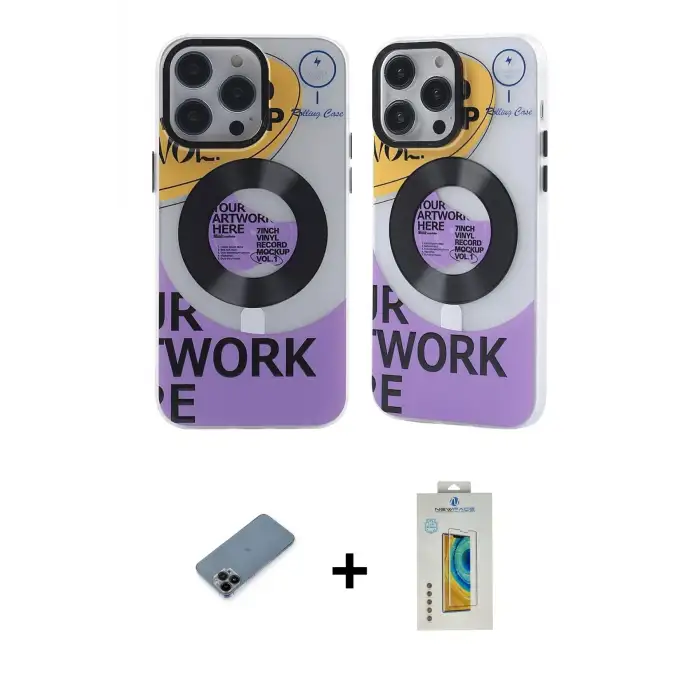 ieg™ iPhone 12 Pro Max Kılıf Nova Doku Koleksiyonu - Siyah Polymer Nano Ekran Koruyucu + Shine Kamera Lens Koruma Cam - SH