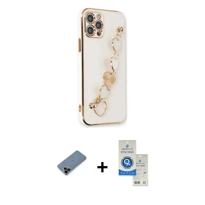 ieg™ iPhone 12 Pro Max Kılıf Nova Işık Prime - Şeffaf Royal Nano Ekran Koruyucu + Shine Kamera Lens Koruma Cam - SH