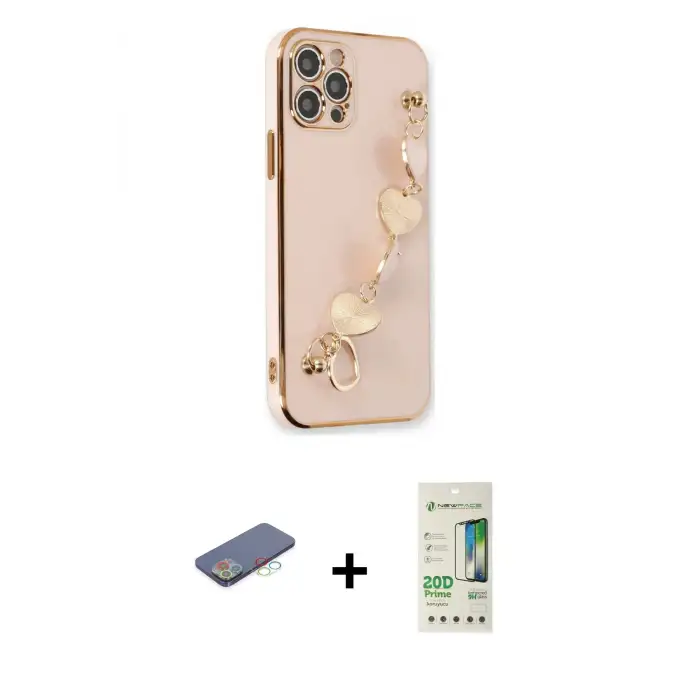 ieg™ iPhone 12 Pro Max Kılıf Nova Işık Prime - Siyah 20D Premium Cam Ekran Koruyucu + Renkli Kamera Lens Koruma Cam - MI