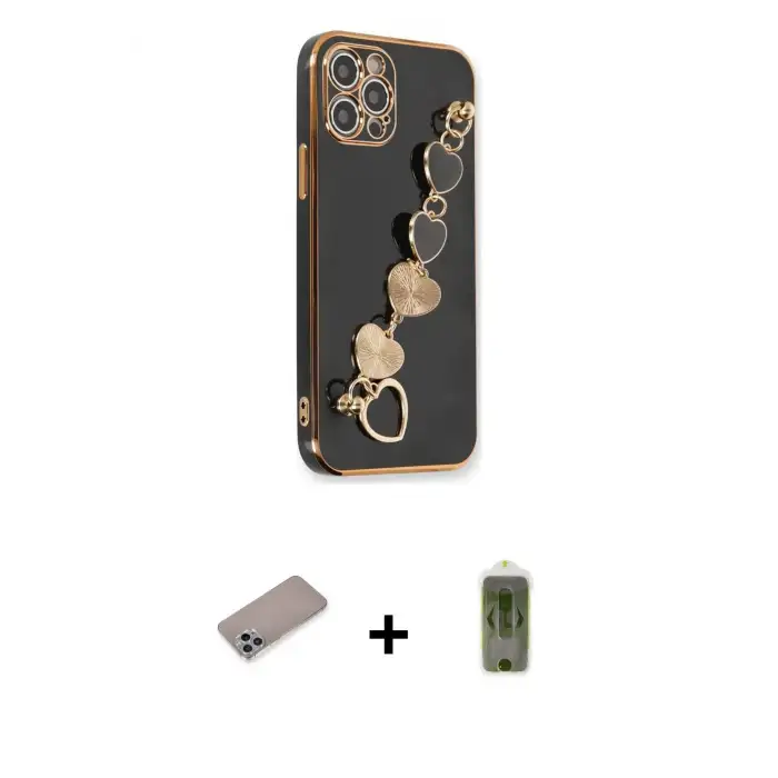 ieg™ iPhone 12 Pro Max Kılıf Nova Işık Prime - Siyah Joko Magic 5D Hayalet Cam + Shine Kamera Lens Koruma Cam - SABE