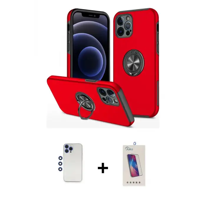 ieg™ iPhone 12 Pro Max Kılıf Odak Form Prime - Siyah Joko 5D Cam + Shine Kamera Lens - LT