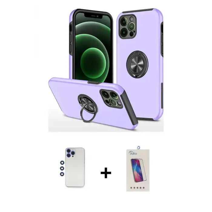 ieg™ iPhone 12 Pro Max Kılıf Odak Form Prime - Siyah Joko 5D Cam + Shine Kamera Lens - LT