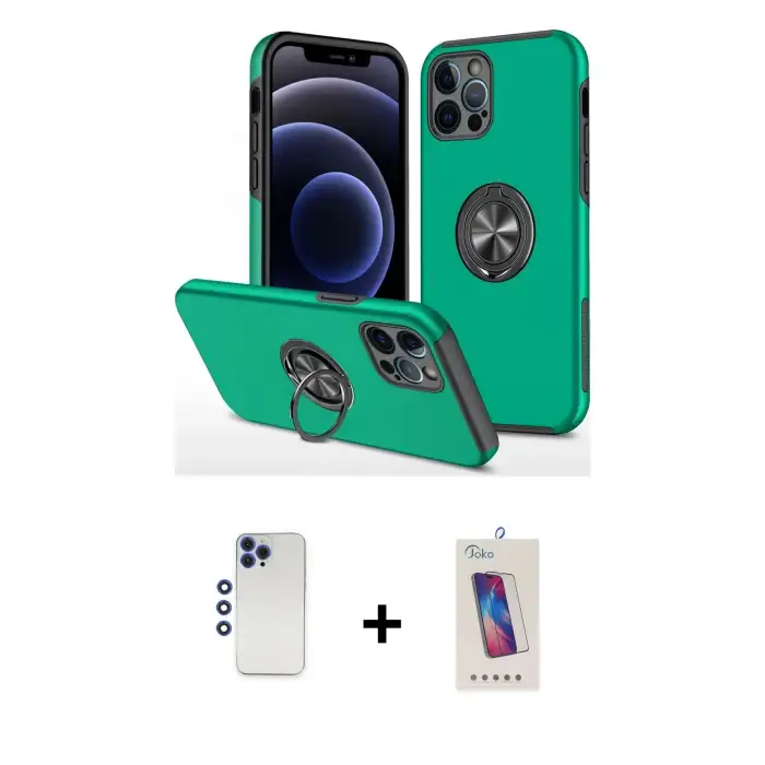 ieg™ iPhone 12 Pro Max Kılıf Odak Form Prime - Siyah Joko 5D Cam + Shine Kamera Lens - LT