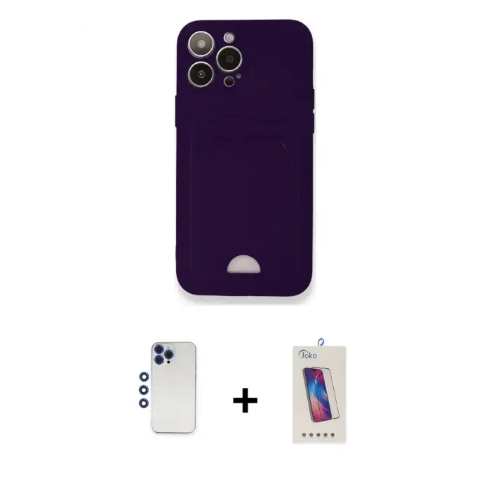 ieg™ iPhone 12 Pro Max Kılıf Vadi Çizgi Prime - Siyah Joko 5D Cam + Shine Kamera Lens - LT