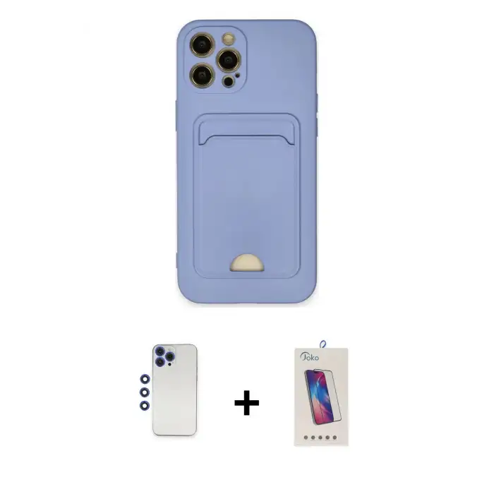 ieg™ iPhone 12 Pro Max Kılıf Vadi Çizgi Prime - Siyah Joko 5D Cam + Shine Kamera Lens - LT
