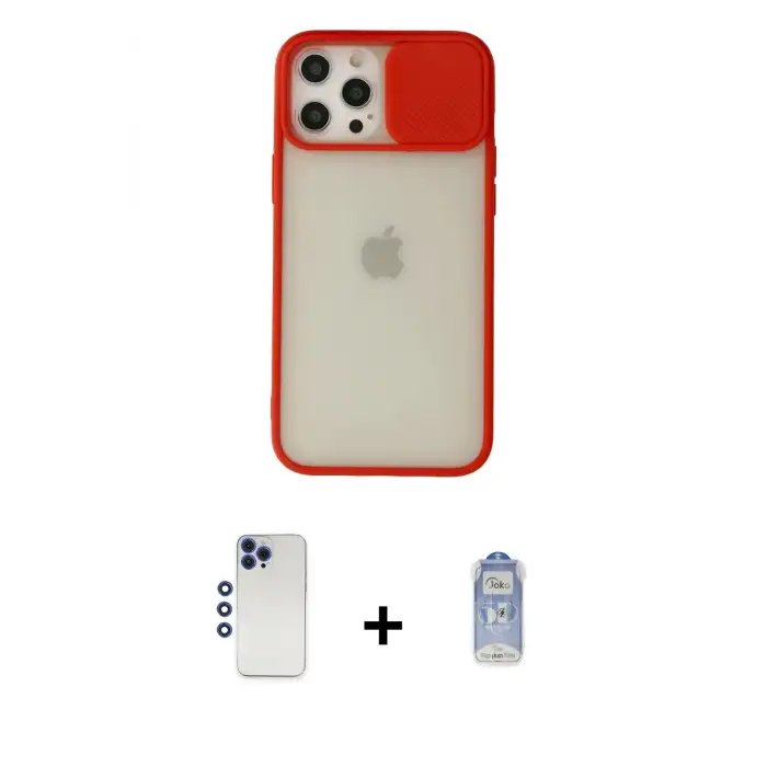 ieg™ iPhone 12 Pro Max Kılıf Vadi Çizgi - Siyah Joko Magic 5D Cam + Shine Kamera Lens - LT