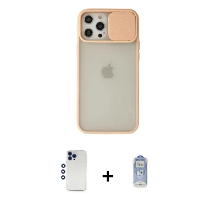 ieg™ iPhone 12 Pro Max Kılıf Vadi Çizgi - Siyah Joko Magic 5D Cam + Shine Kamera Lens - LT