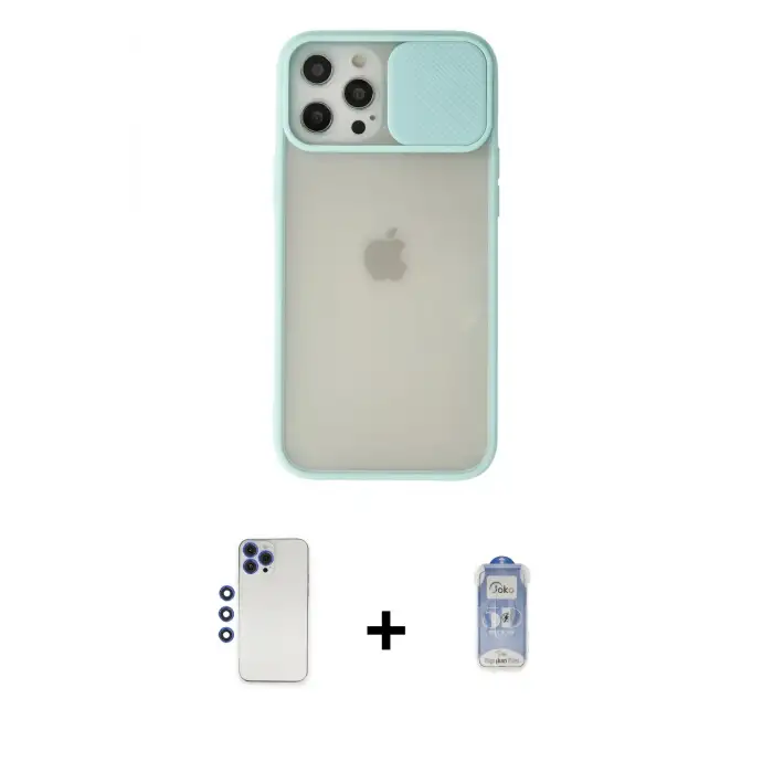 ieg™ iPhone 12 Pro Max Kılıf Vadi Çizgi - Siyah Joko Magic 5D Cam + Shine Kamera Lens - LT