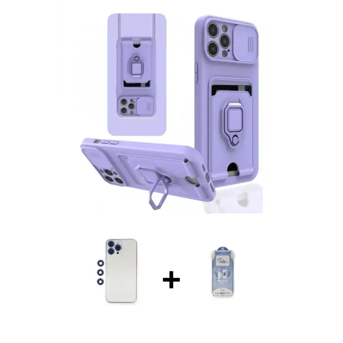 ieg™ iPhone 12 Pro Max Kılıf Vadi Form Prime - Siyah Joko Magic 5D Cam + Shine Kamera Lens - LT