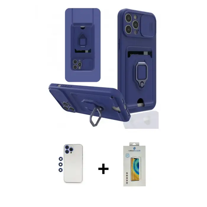 ieg™ iPhone 12 Pro Max Kılıf Vadi Form Prime - Siyah Polymer Nano Ekran Koruyucu + Shine Kamera Lens - LT