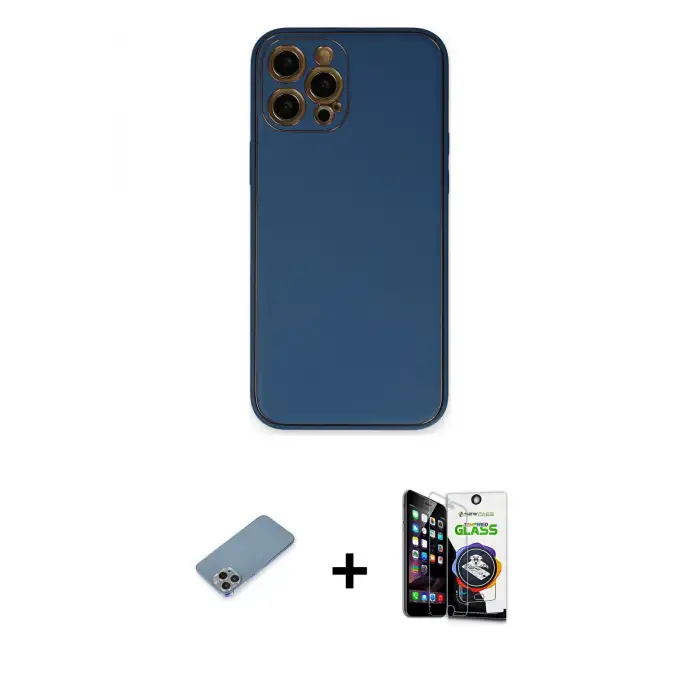ieg™ iPhone 12 Pro Max Kılıf Yadigar Klasik - Şeffaf Temperli Cam Ekran Koruyucu + Shine Kamera Lens Koruma Cam - GI