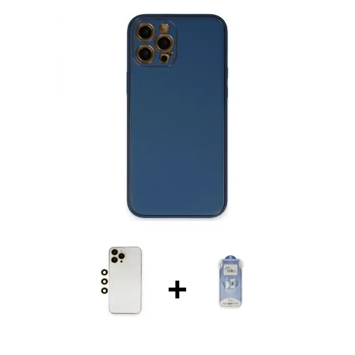 ieg™ iPhone 12 Pro Max Kılıf Yadigar Klasik - Siyah Joko Magic 5D Cam + Shine Kamera Lens - GD