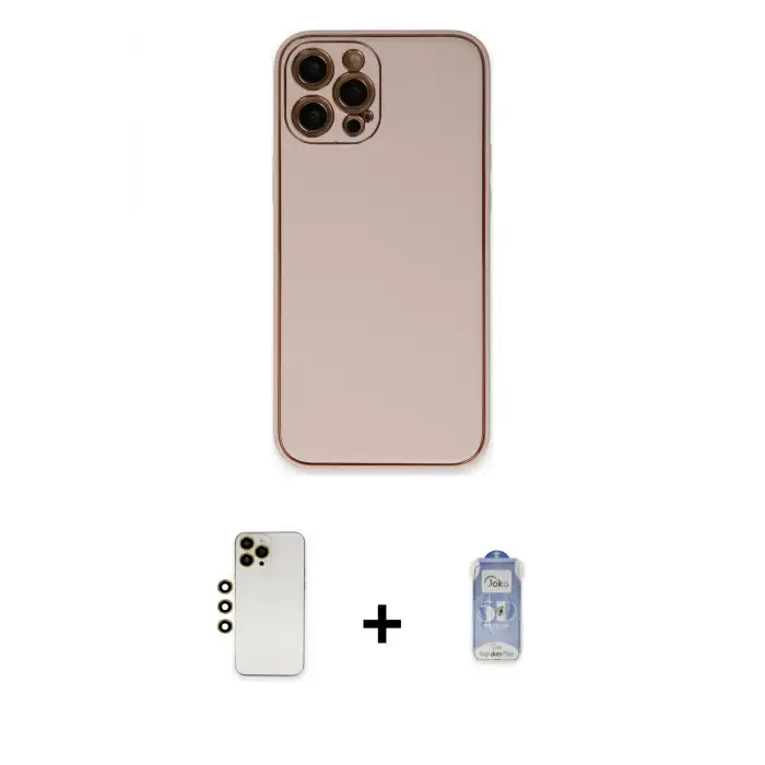 ieg™ iPhone 12 Pro Max Kılıf Yadigar Klasik - Siyah Joko Magic 5D Cam + Shine Kamera Lens - GD