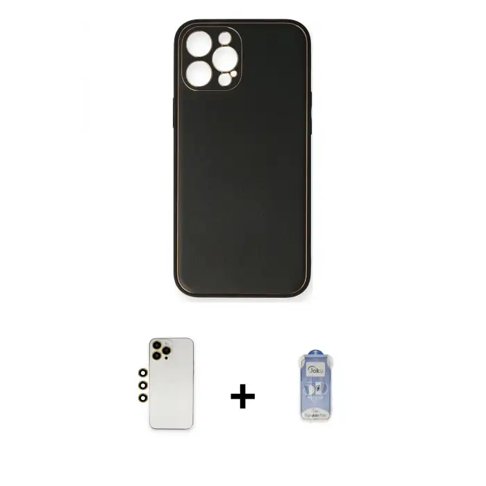 ieg™ iPhone 12 Pro Max Kılıf Yadigar Klasik - Siyah Joko Magic 5D Cam + Shine Kamera Lens - GD