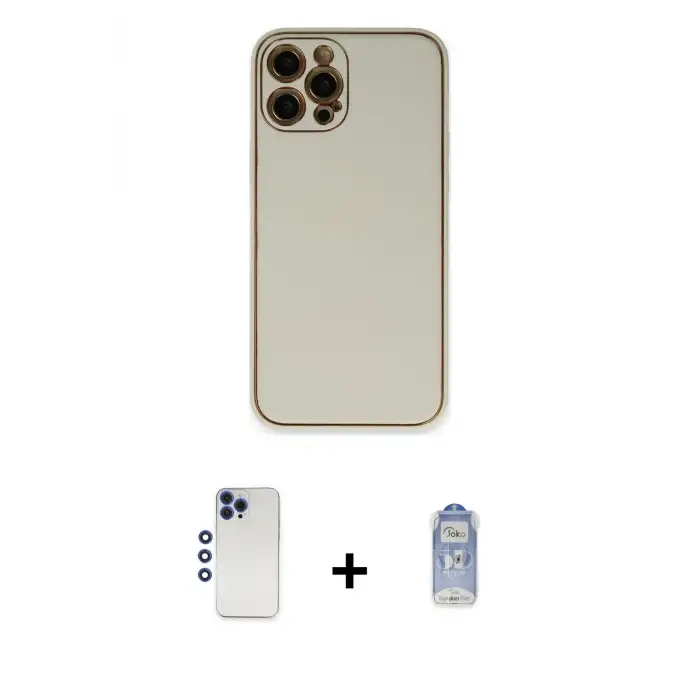 ieg™ iPhone 12 Pro Max Kılıf Yadigar Klasik - Siyah Joko Magic 5D Cam + Shine Kamera Lens - LT