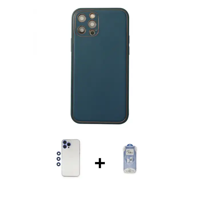 ieg™ iPhone 12 Pro Max Kılıf Yadigar Klasik - Siyah Joko Magic 5D Cam + Shine Kamera Lens - LT