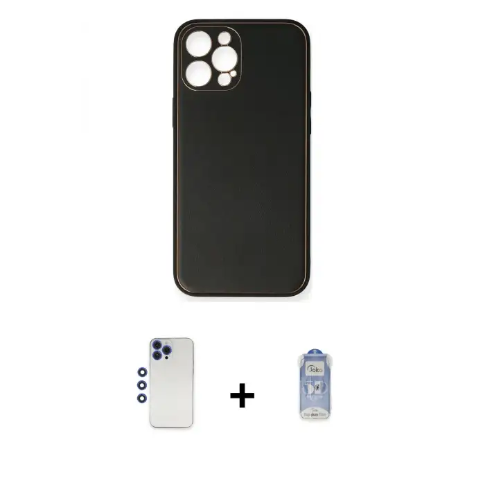 ieg™ iPhone 12 Pro Max Kılıf Yadigar Klasik - Siyah Joko Magic 5D Cam + Shine Kamera Lens - LT