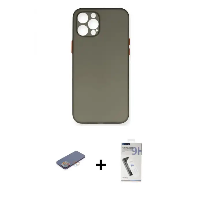 ieg™ iPhone 12 Pro Max Kılıf Yadigar Yansıma Serisi - Şeffaf Uv Polymer Nano Ekran Koruyucu + Renkli Kamera Lens Koruma Cam - PE