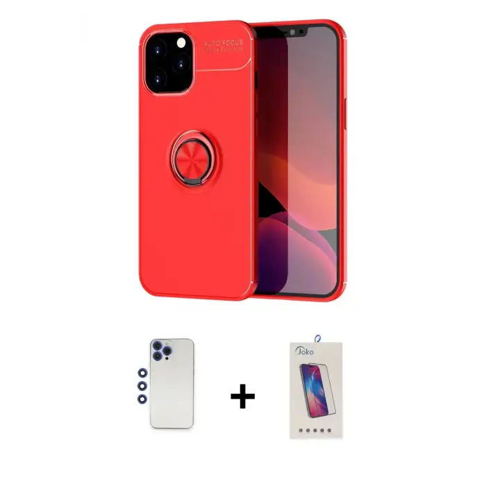 ieg™ iPhone 12 Pro Max Kılıf Yankı Form Prime - Siyah Joko 5D Cam + Shine Kamera Lens - LT
