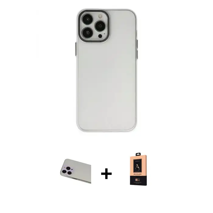 ieg™ iPhone 13 Pro Max Kılıf Ahenk Çizgi Prime - Şeffaf Maxco Cam Ekran Koruyucu + Rainbow Kamera Lens Koruma Cam - MR