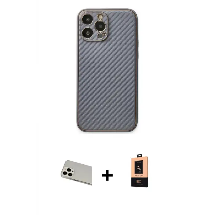 ieg™ iPhone 13 Pro Max Kılıf Ahenk Işık - Şeffaf Maxco Cam Ekran Koruyucu + Rainbow Kamera Lens Koruma Cam - BZ