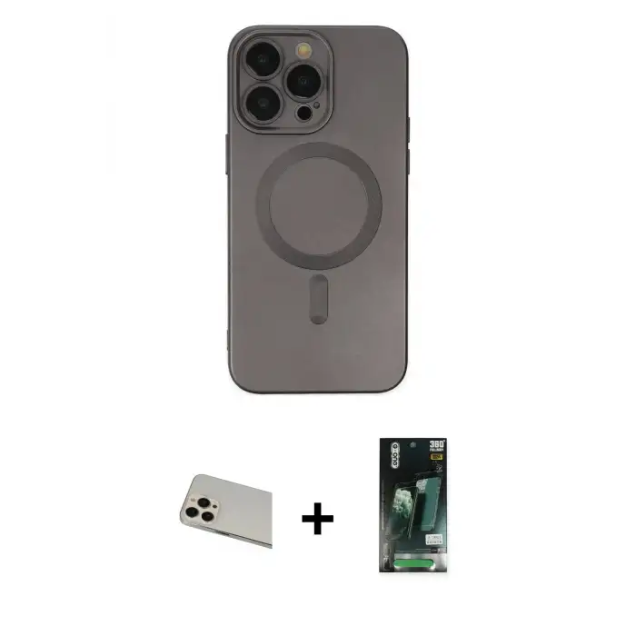 ieg™ iPhone 13 Pro Max Kılıf Akış Minimal Özel Seri - Şeffaf 360 Full Body Arka Koruyucu + Rainbow Kamera Lens Koruma Cam - REGD