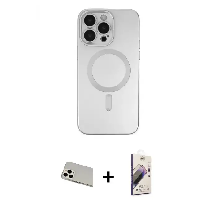 ieg™ iPhone 13 Pro Max Kılıf Akış Minimal Özel Seri - Siyah Bilvis 3D Mat Cam Ekran Koruyucu + Rainbow Kamera Lens Koruma Cam - BZ