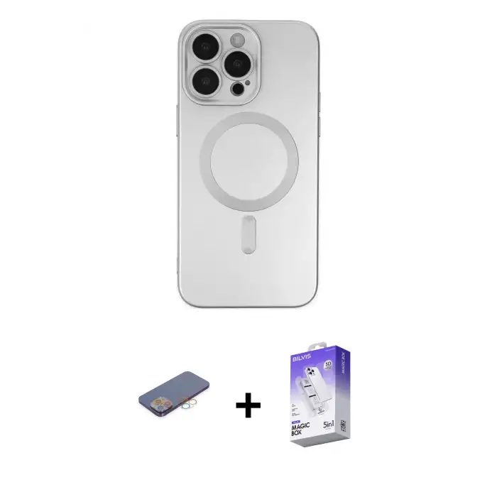 ieg™ iPhone 13 Pro Max Kılıf Akış Minimal Özel Seri - Siyah Bilvis 5in1 3D Magic Cam Ekran Koruyucu + Renkli Kamera Lens Koruma Cam - PE