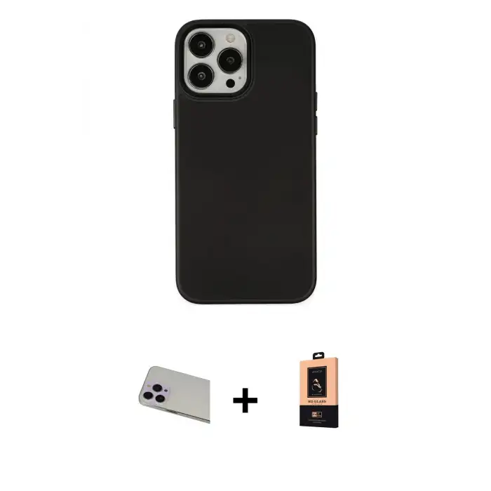 ieg™ iPhone 13 Pro Max Kılıf Çekirdek Çizgi - Şeffaf Maxco Cam Ekran Koruyucu + Rainbow Kamera Lens Koruma Cam - MR