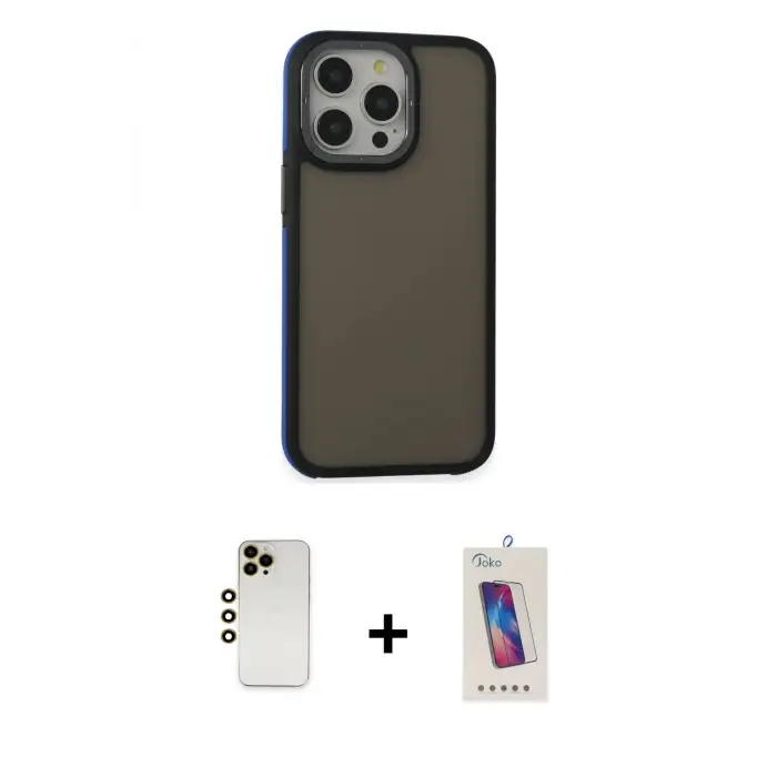ieg™ iPhone 13 Pro Max Kılıf Eksen Işık - Siyah Joko 5D Cam + Shine Kamera Lens - GD